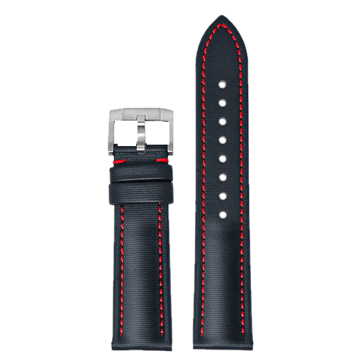 DASSARI - Black Sailcloth (Red Stitching)