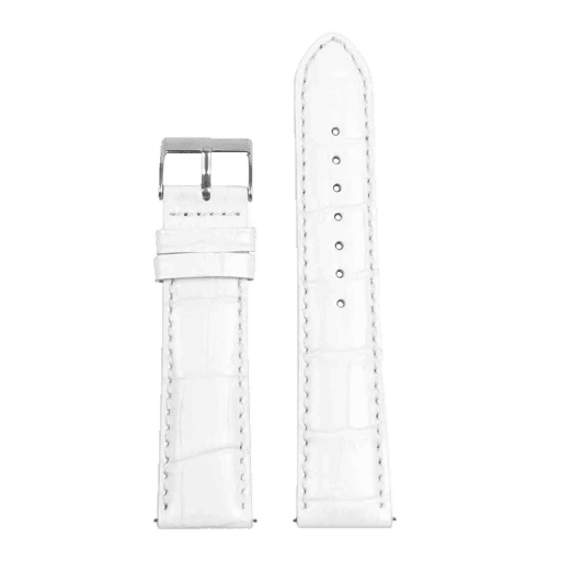 StrapsCo White Crocodile Embossed