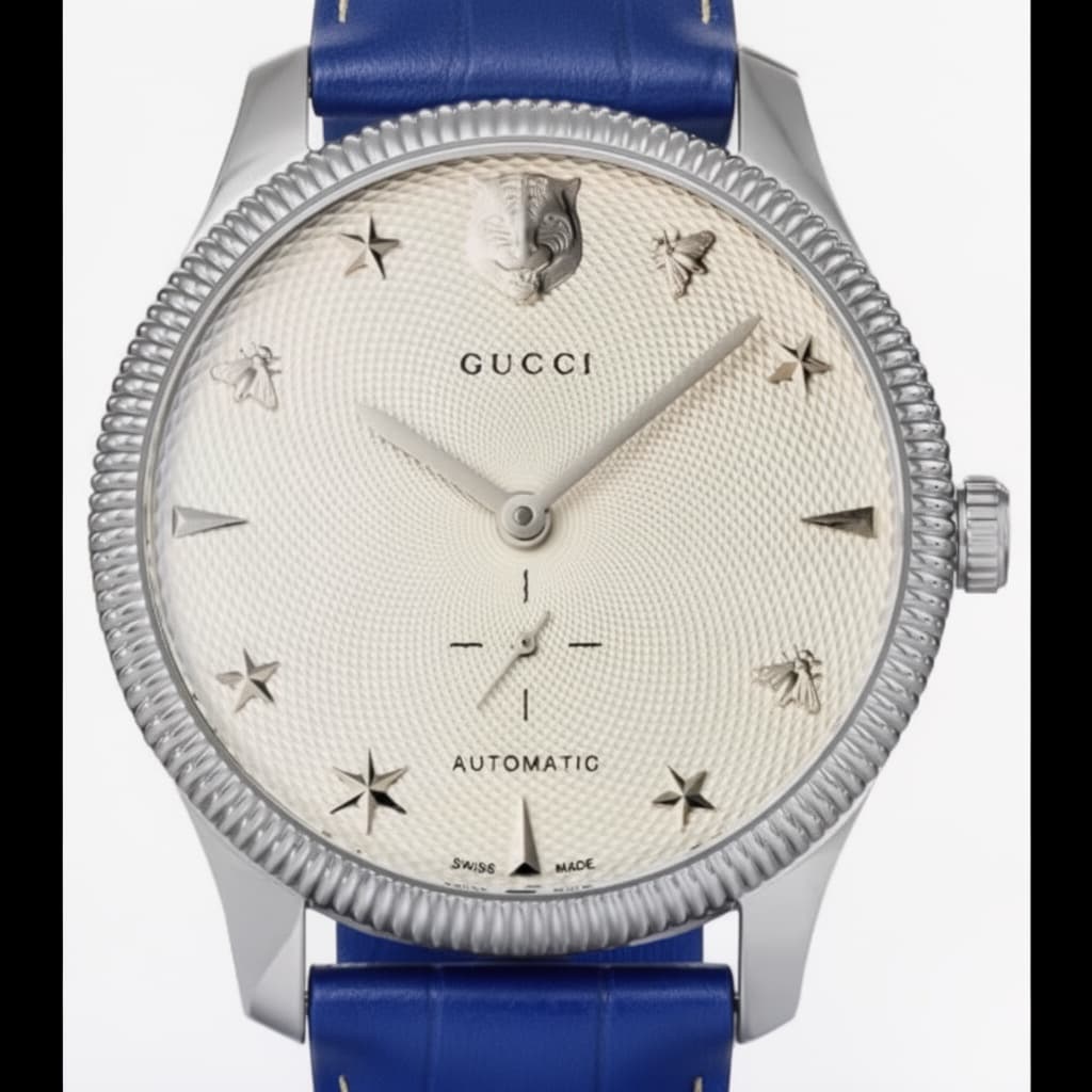 Gucci G-Timeless on Blue Crocodile Embossed strap