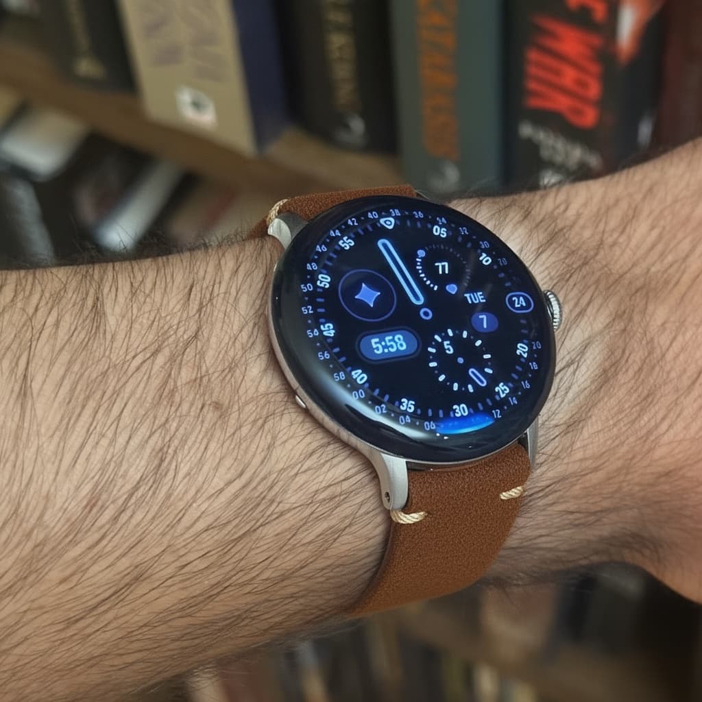 Google Pixel Watch on Brown Classic Suede