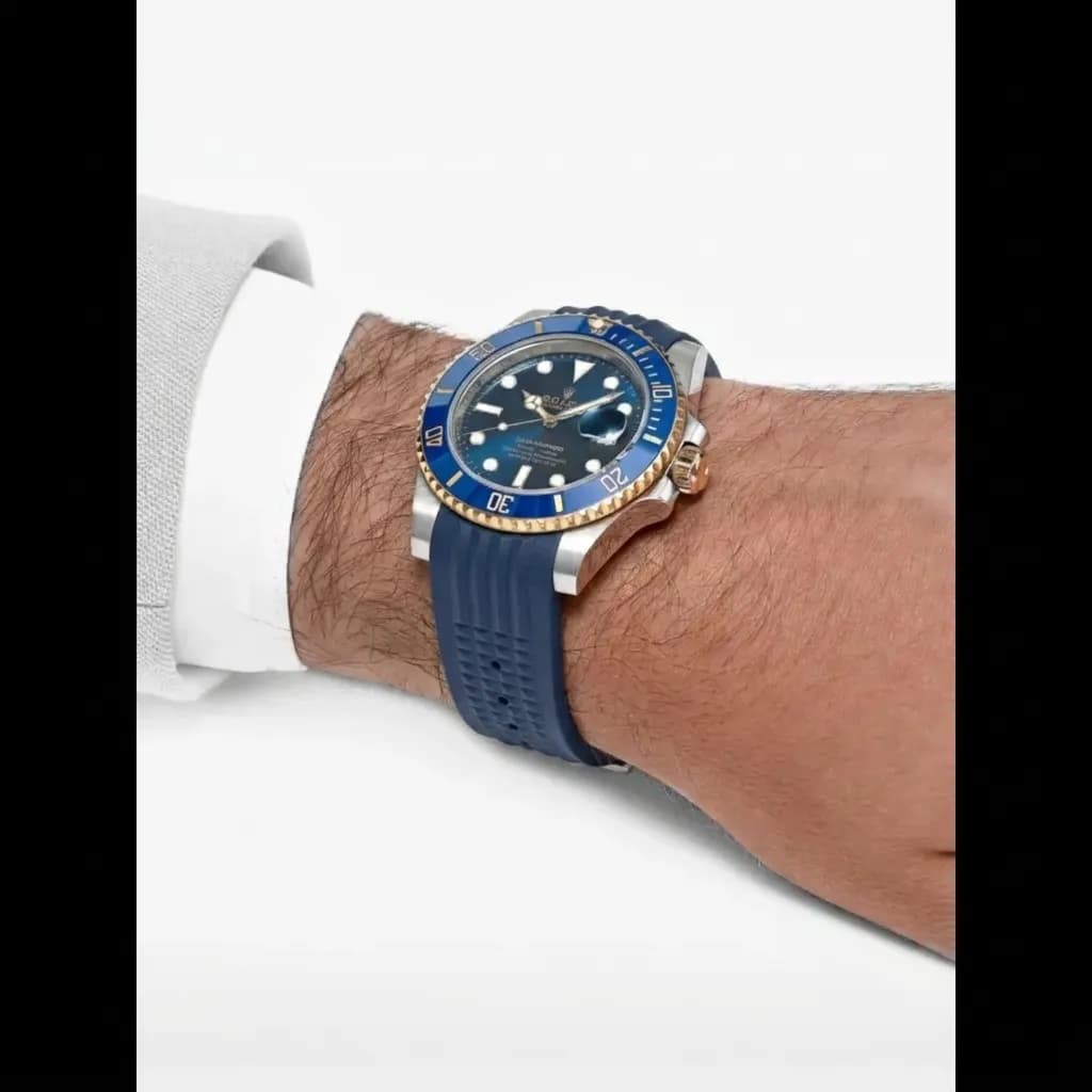 Rolex Submariner Date on Navy FKM Waffle