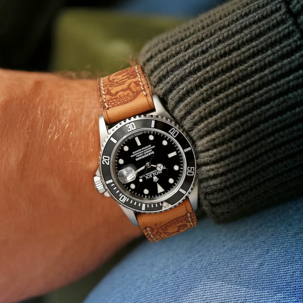 Rolex Submariner on Weathered Brown Leather strap