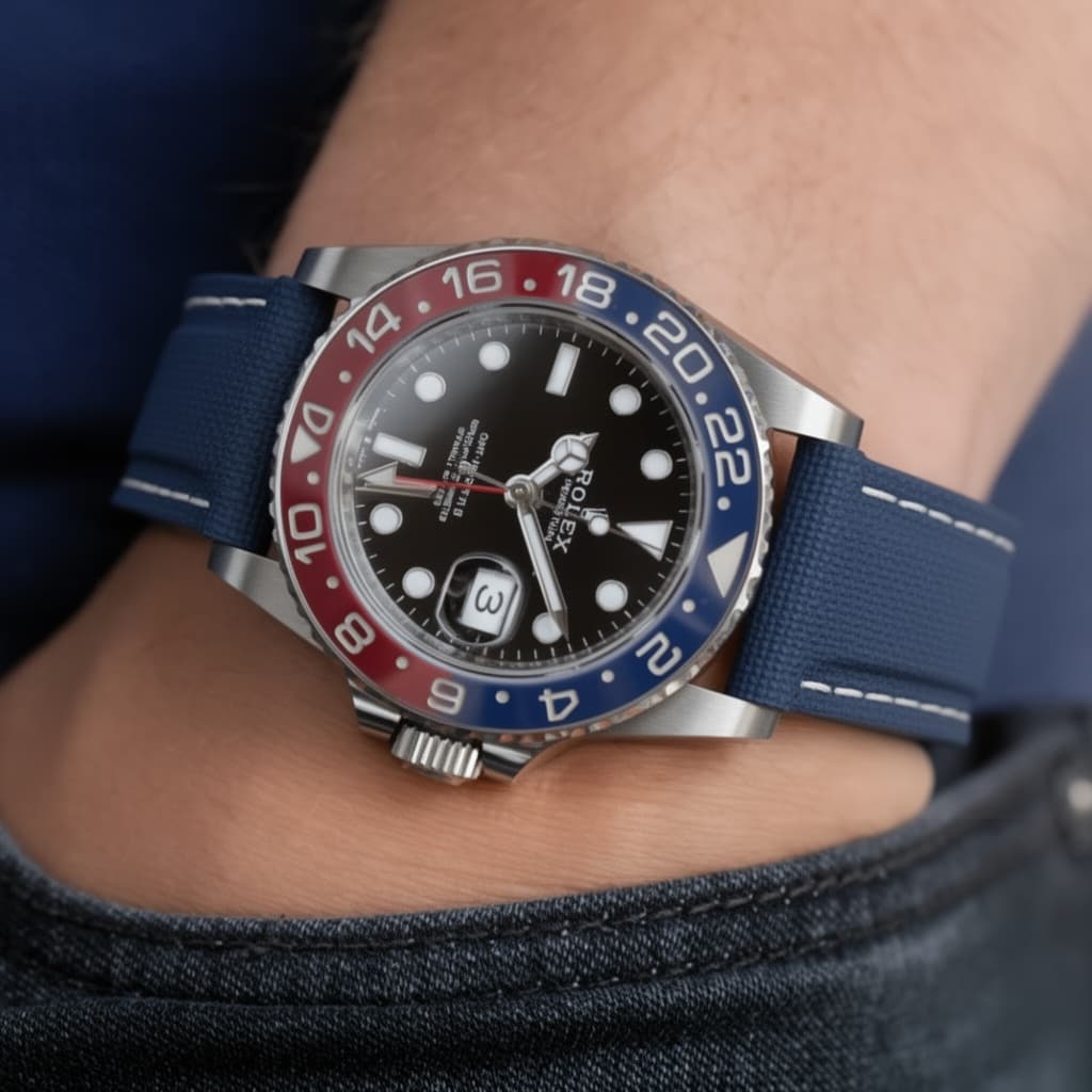 Rolex GMT-Master II "Pepsi" on HydroFlex Sailcloth - Cosmic Tide strap
