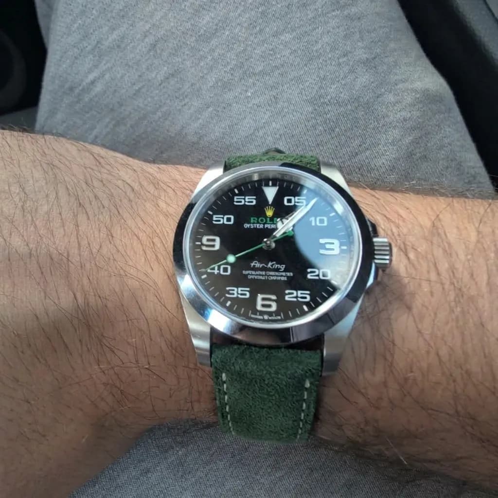 Rolex Air-King on Green Classic Suede