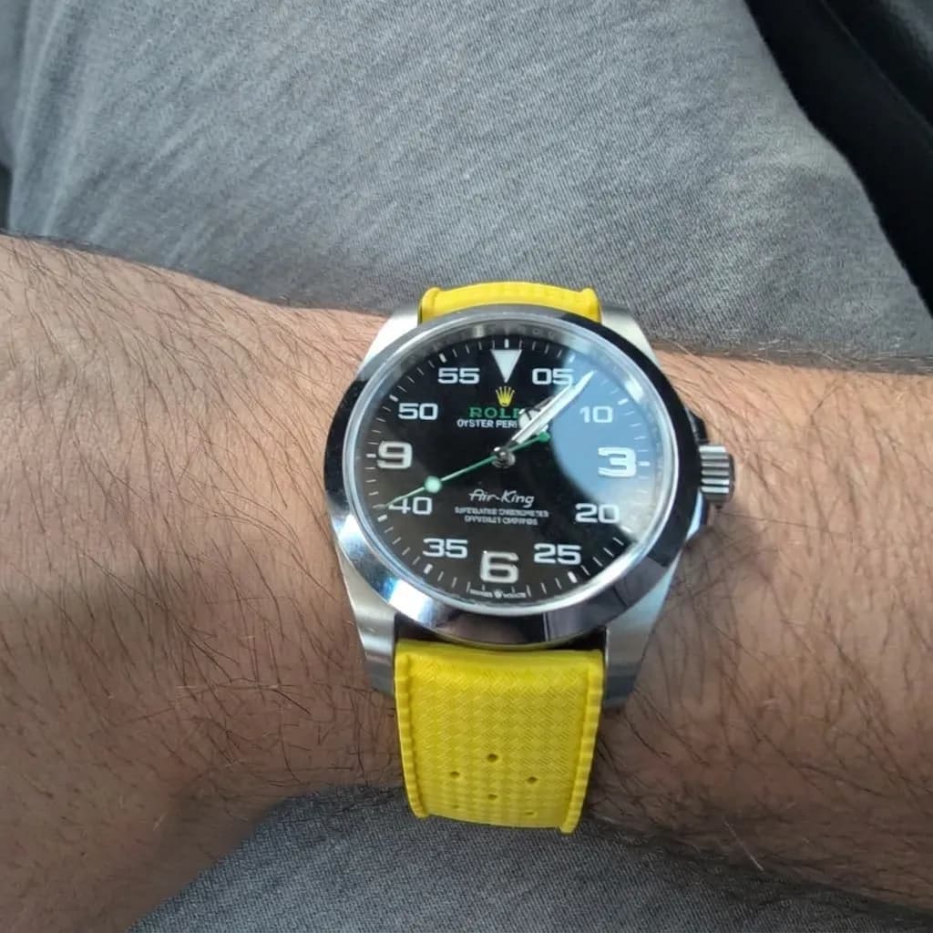Rolex Air-King on Light Blue Tropical Style FKM Rubber strap