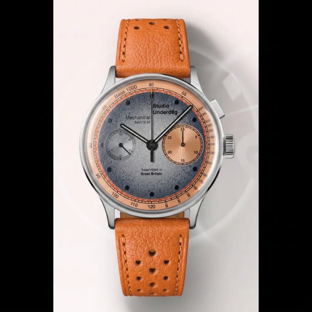 Studio Underd0g 02 Series Mechanical Chronograph on Orange Perforated Leather Rally