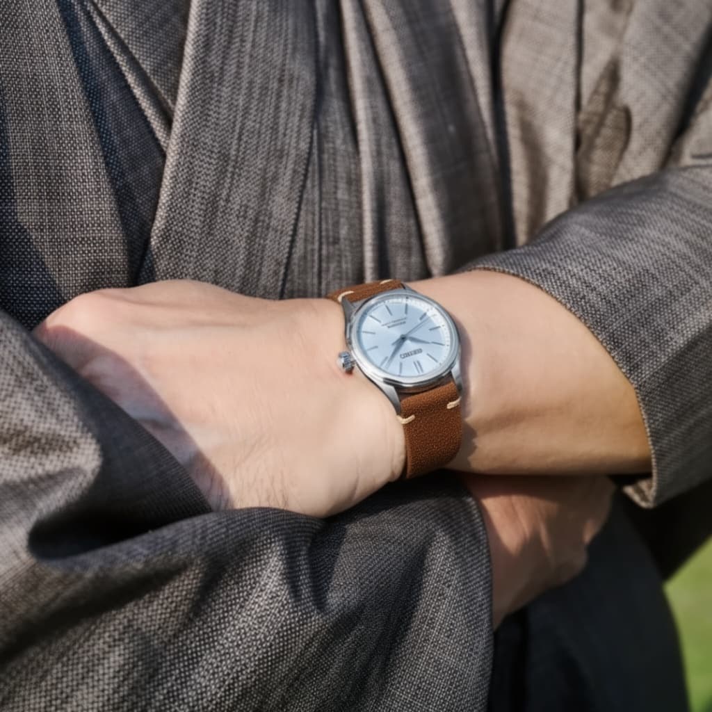 Seiko Presage on Brown Classic Suede strap