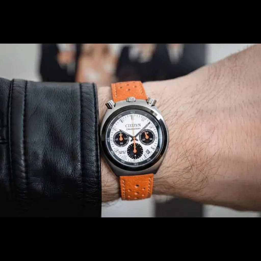 Citizen Bullhead Chronograph on Perforated Leather Rally strap