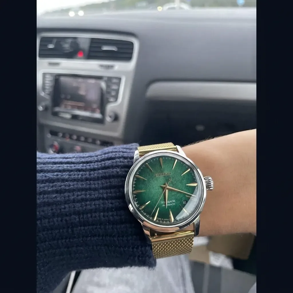 Seiko Presage Cocktail Time on Gold Milanese Mesh strap