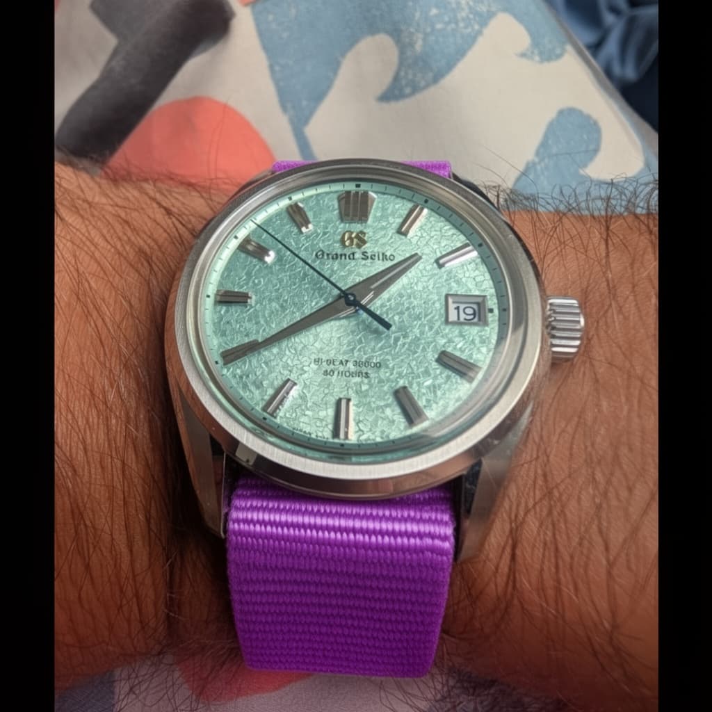 Grand Seiko SLGH021 Genbi Valley on Purple NATO strap