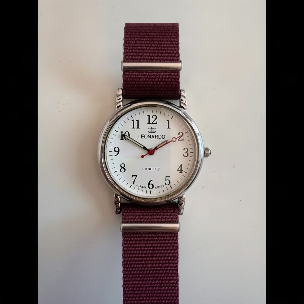 Leonardo Dress Watch on Burgundy NATO strap