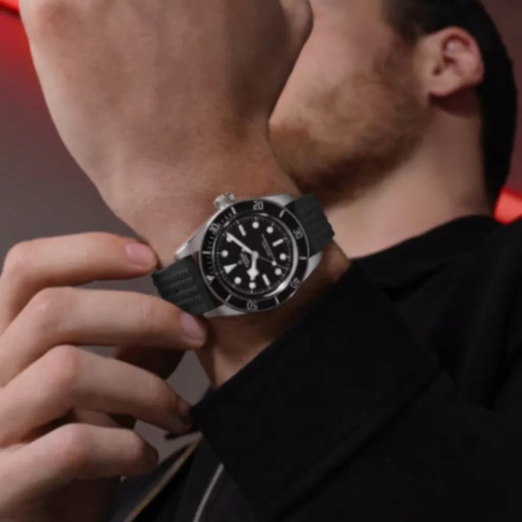 Tudor Black Bay on FKM Waffle strap