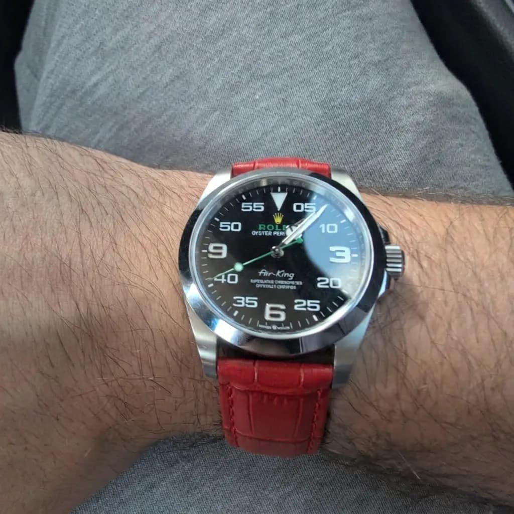 Rolex Air-King on Red Crocodile Embossed