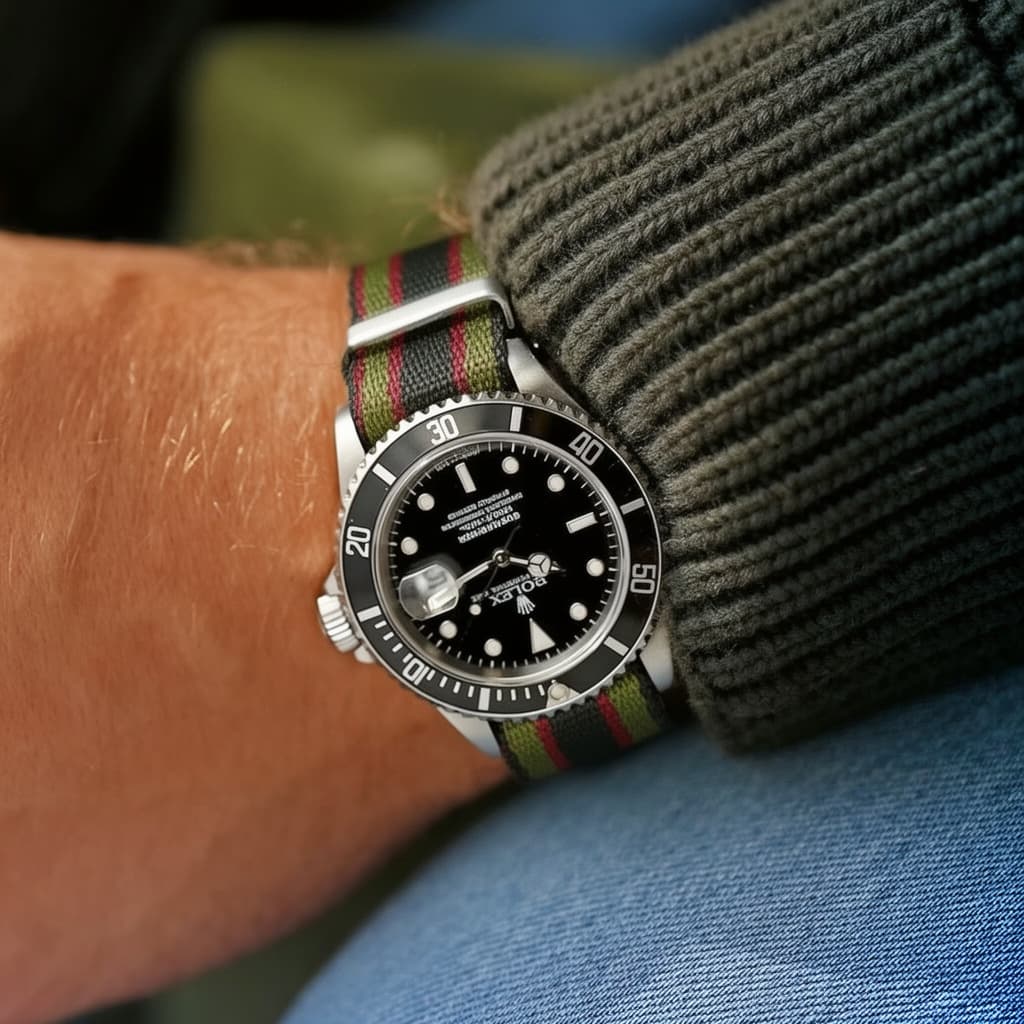 Rolex Submariner on Blue Bond NATO strap