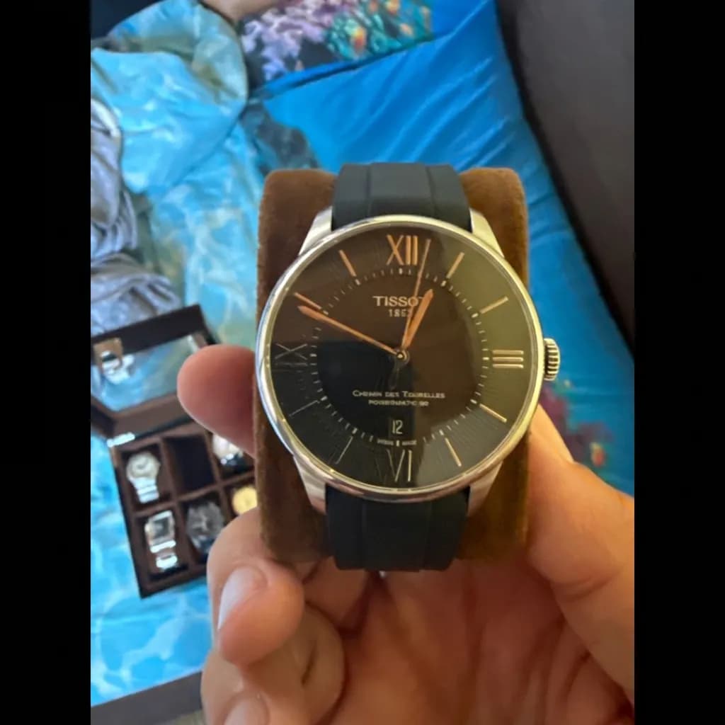 Tissot Chemin des Tourelles Powermatic 80 on Curved Rubber Black strap