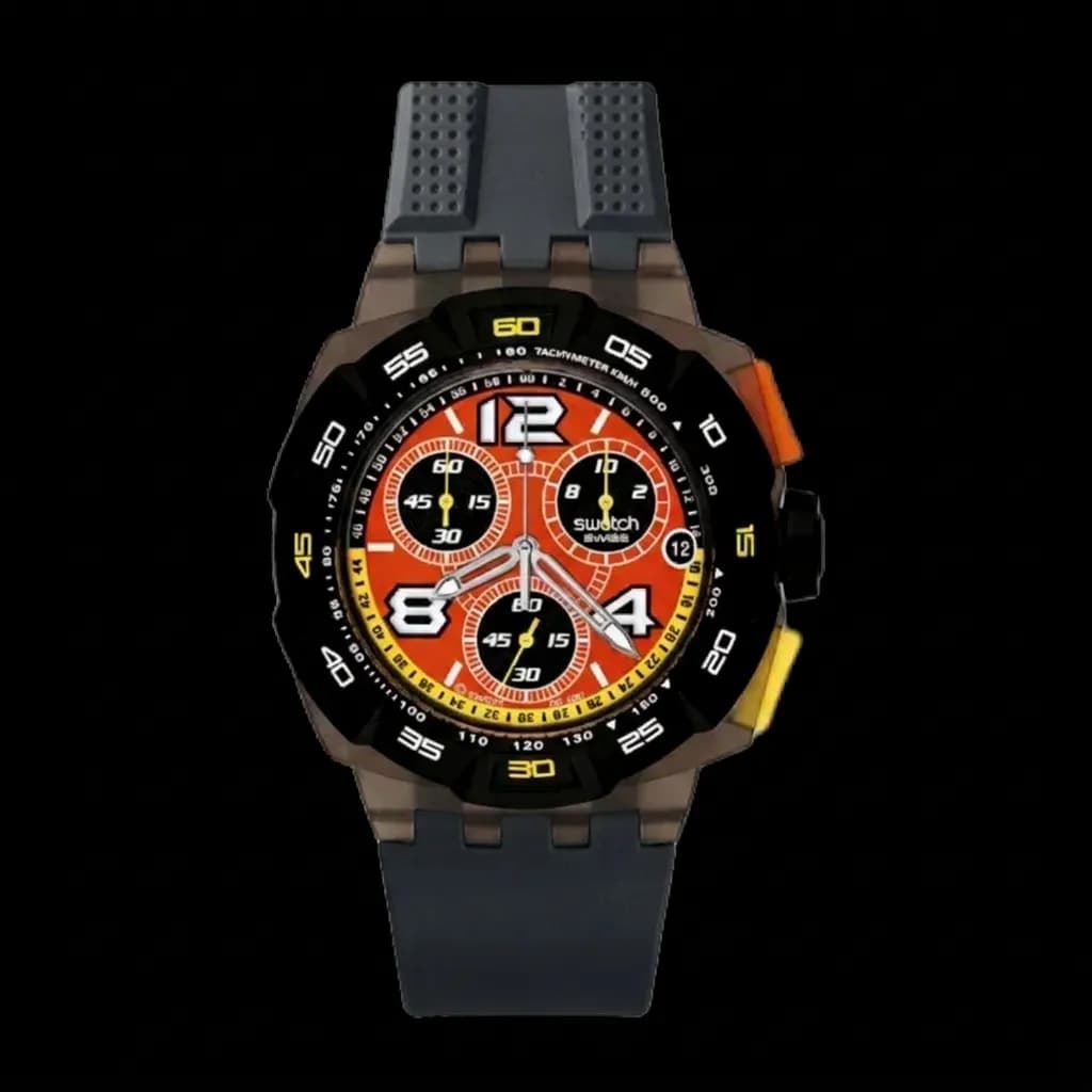 Swatch Chrono Plastic on Black Smooth FKM Rubber