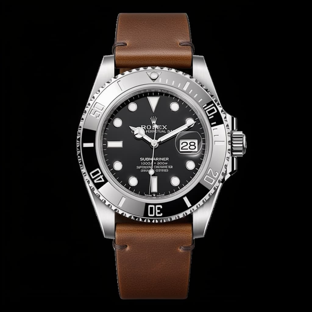 Rolex Submariner on Weathered Brown Leather strap