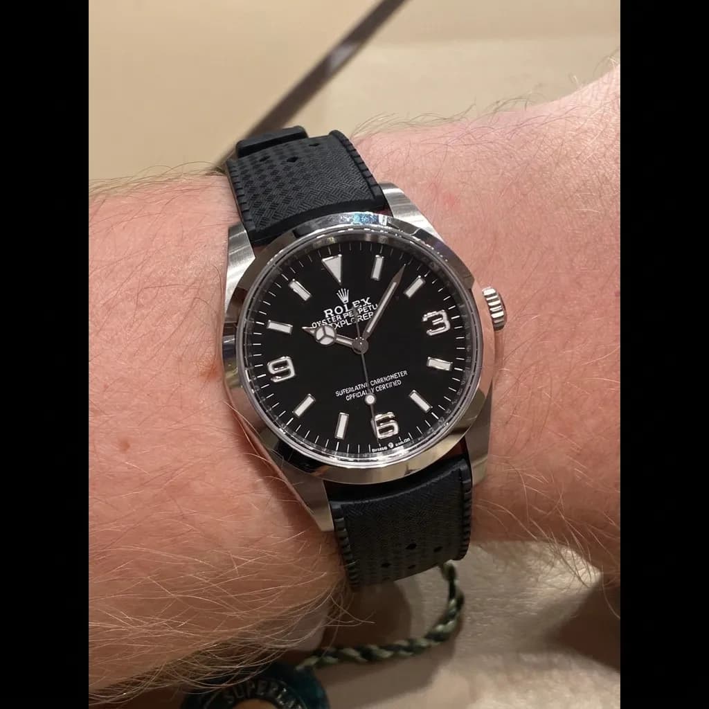 Rolex Explorer on Classic Tropical Style FKM Rubber strap