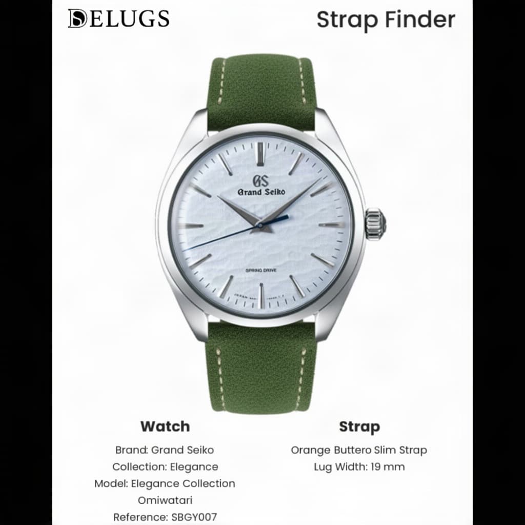 Grand Seiko Elegance Collection Omiwatari on Green Classic Suede strap