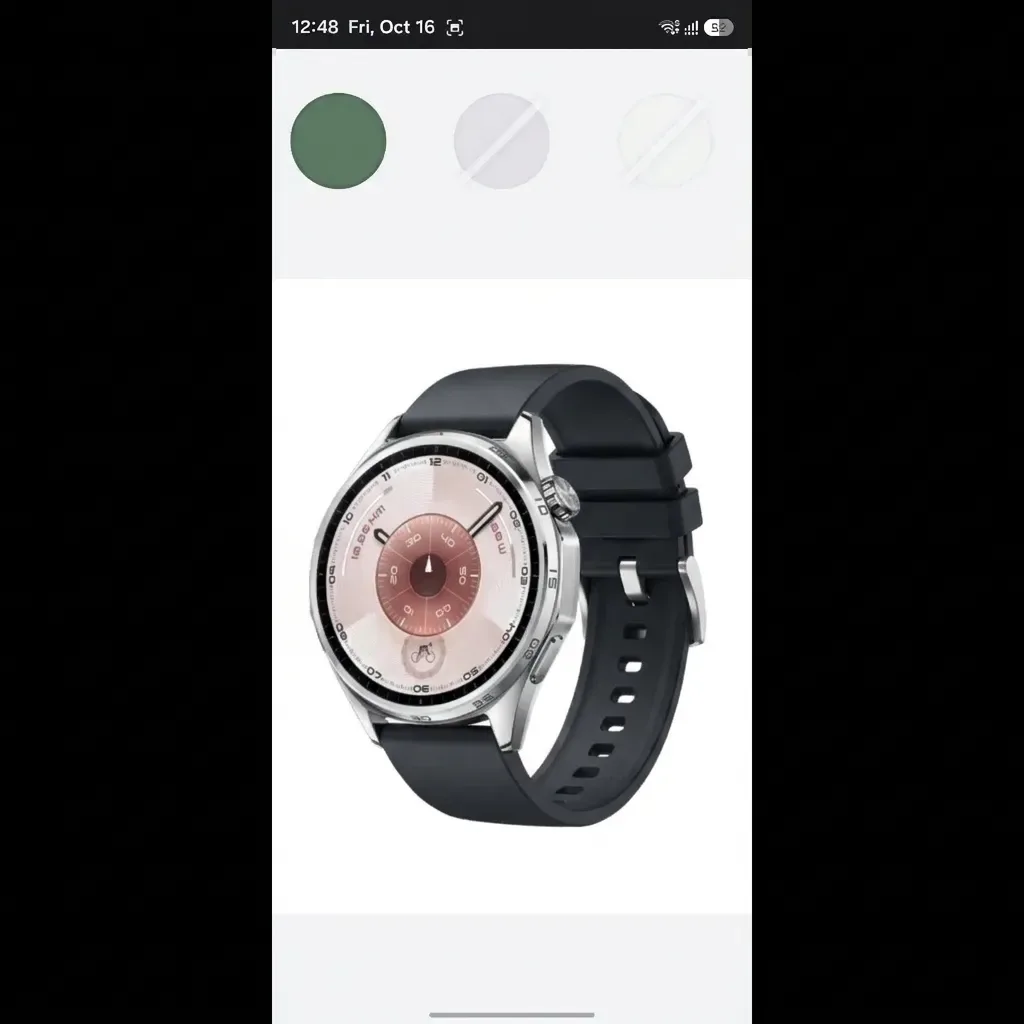 Huawei Watch Gt 5 on Black Smooth FKM Rubber strap