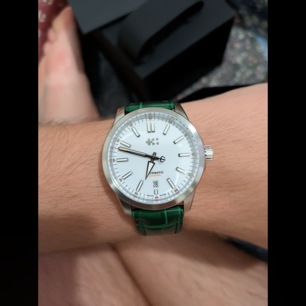 Custom Timepiece on Glossy Emerald Crocodile Signature strap