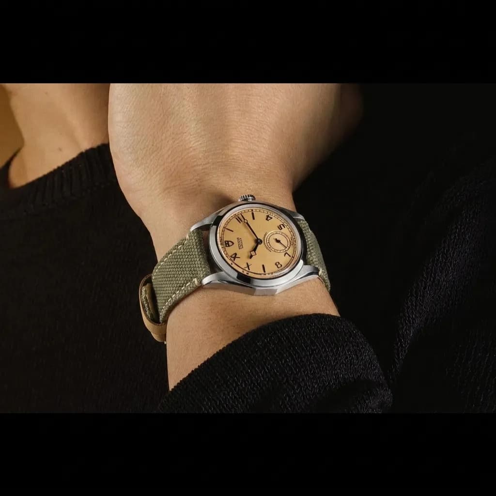 Tudor Monarch on Olive & Tan Canvas & Leather