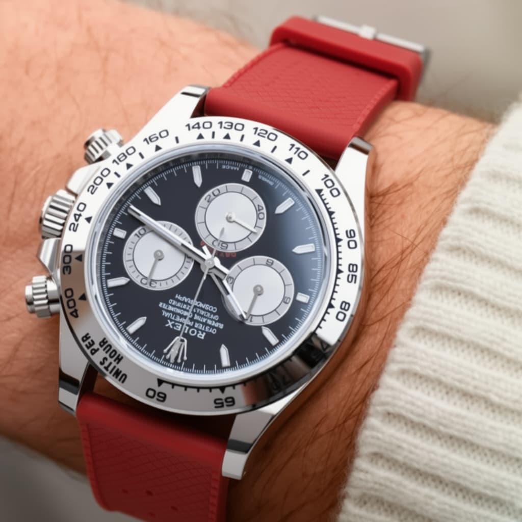 Rolex Daytona on Red Tropical Style FKM Rubber strap