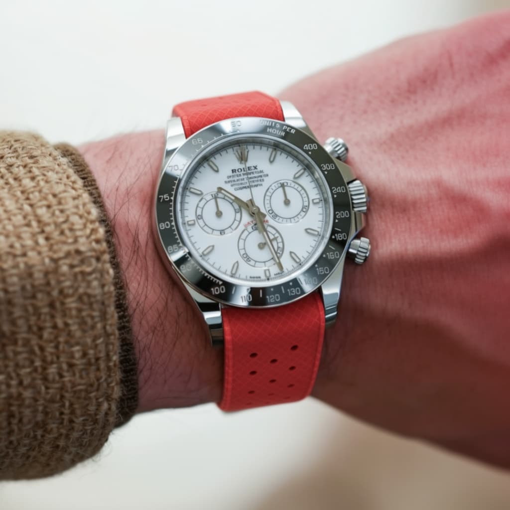 Rolex Daytona on Red Tropical Style FKM Rubber strap