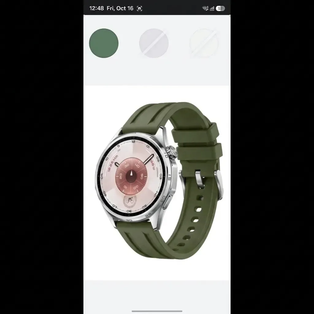 Huawei Watch Gt 5 on Olive Heavy Duty Rubber strap