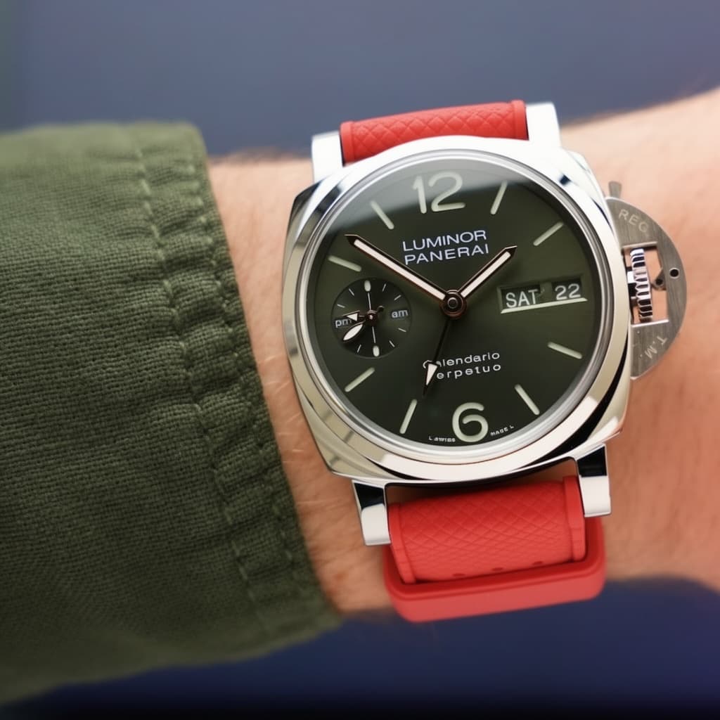 Panerai Luminor on Red Tropical Style FKM Rubber